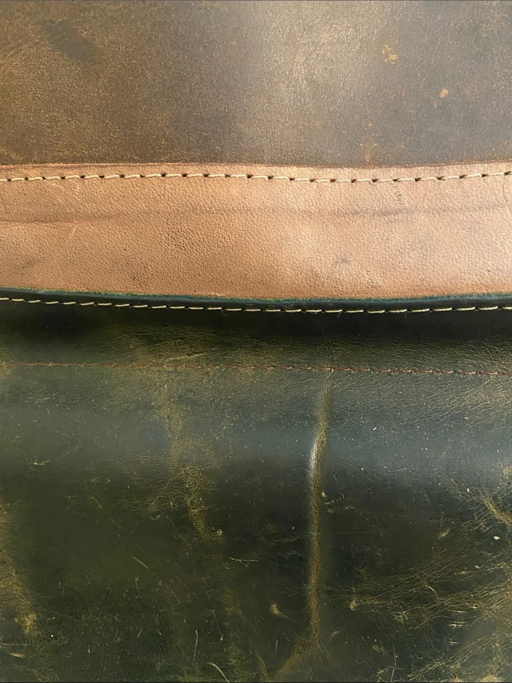 NaNa Brown and Tan Two-Tone Leather Messenger Tote